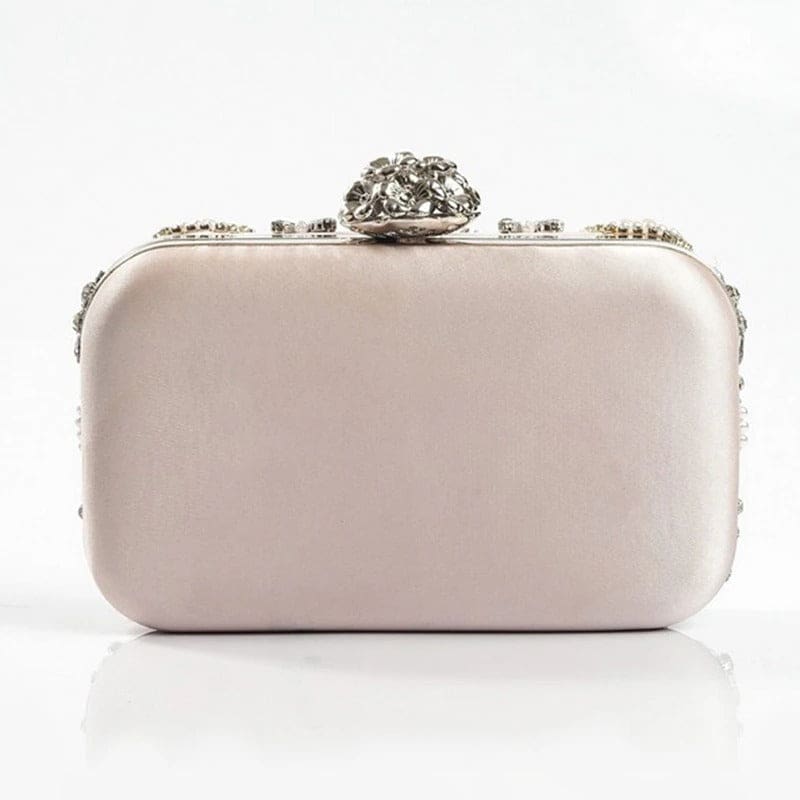 Luxury Geometric Pearl Bridal Clutch Pink WEDDING PURSE