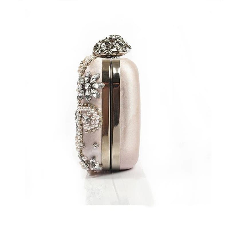 Luxury Geometric Pearl Bridal Clutch Pink WEDDING PURSE