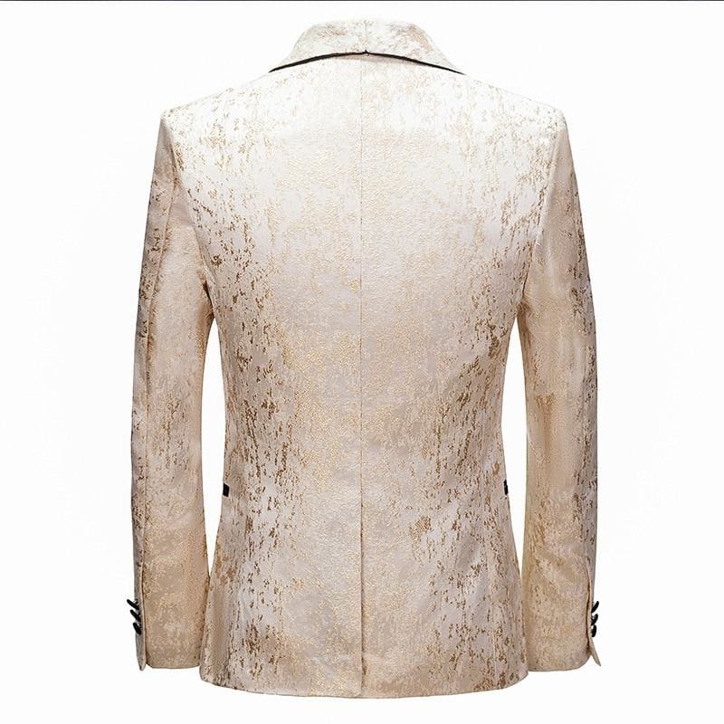 luxury golden shawl collar one button jacquard tuxedo blazers