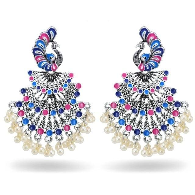luxury indian jhumki earrings simulated pearls 3