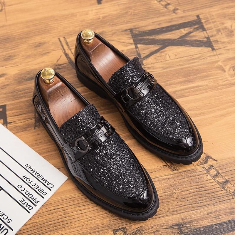 luxury italian style men thick bottom dress shoes