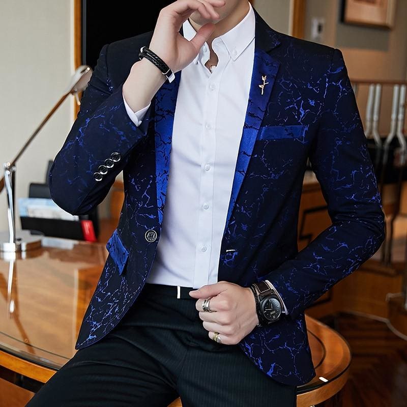 luxury jacquard casual slim fit men business blazer