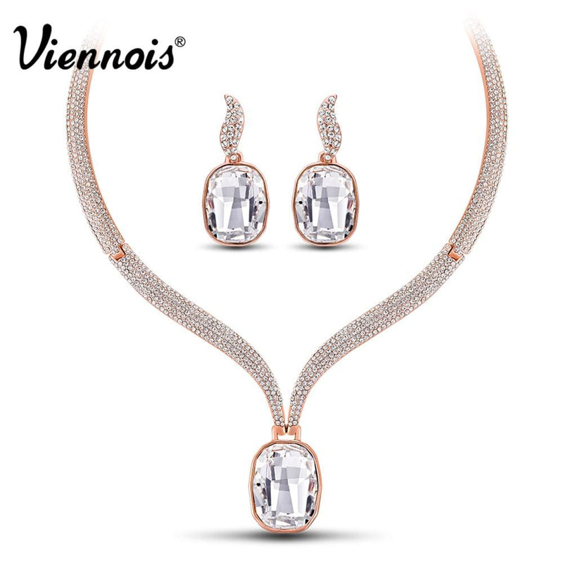 luxury large crystal jewelry set