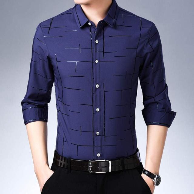 luxury long sleeve slim fit men shirt