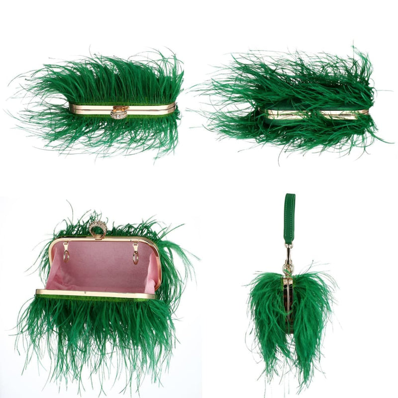 Luxury Ostrich Feather Evening Bags For Women HANDBAGS