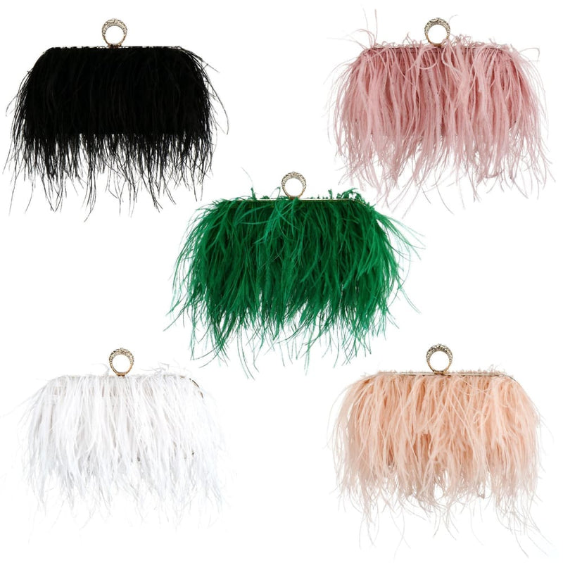 Luxury Ostrich Feather Evening Bags For Women HANDBAGS