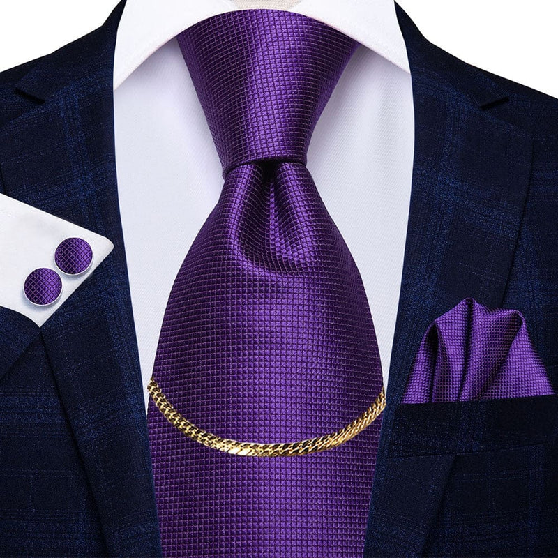 Luxury Plaid Silk Chain Hanky Cufflinks Men’s Tie N-0281 TIES & BOW