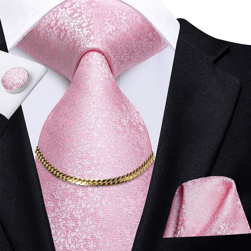 Luxury Plaid Silk Chain Hanky Cufflinks Men’s Tie N-0327 TIES & BOW