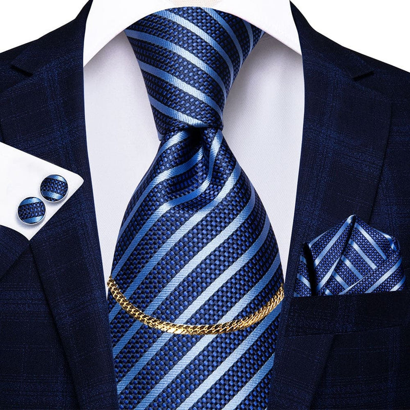 Luxury Plaid Silk Chain Hanky Cufflinks Men’s Tie N-0337 TIES & BOW