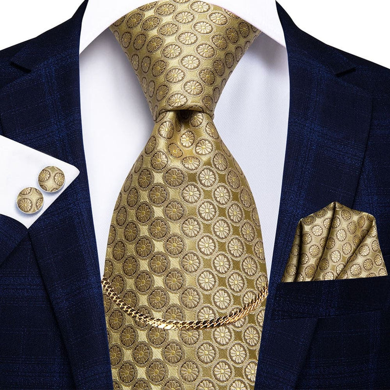 Luxury Plaid Silk Chain Hanky Cufflinks Men’s Tie N-0486 TIES & BOW