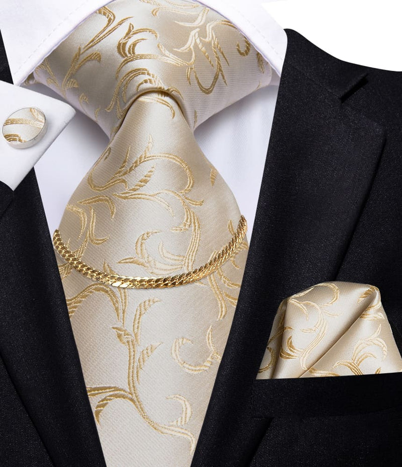 Luxury Plaid Silk Chain Hanky Cufflinks Men’s Tie N-1117 TIES & BOW