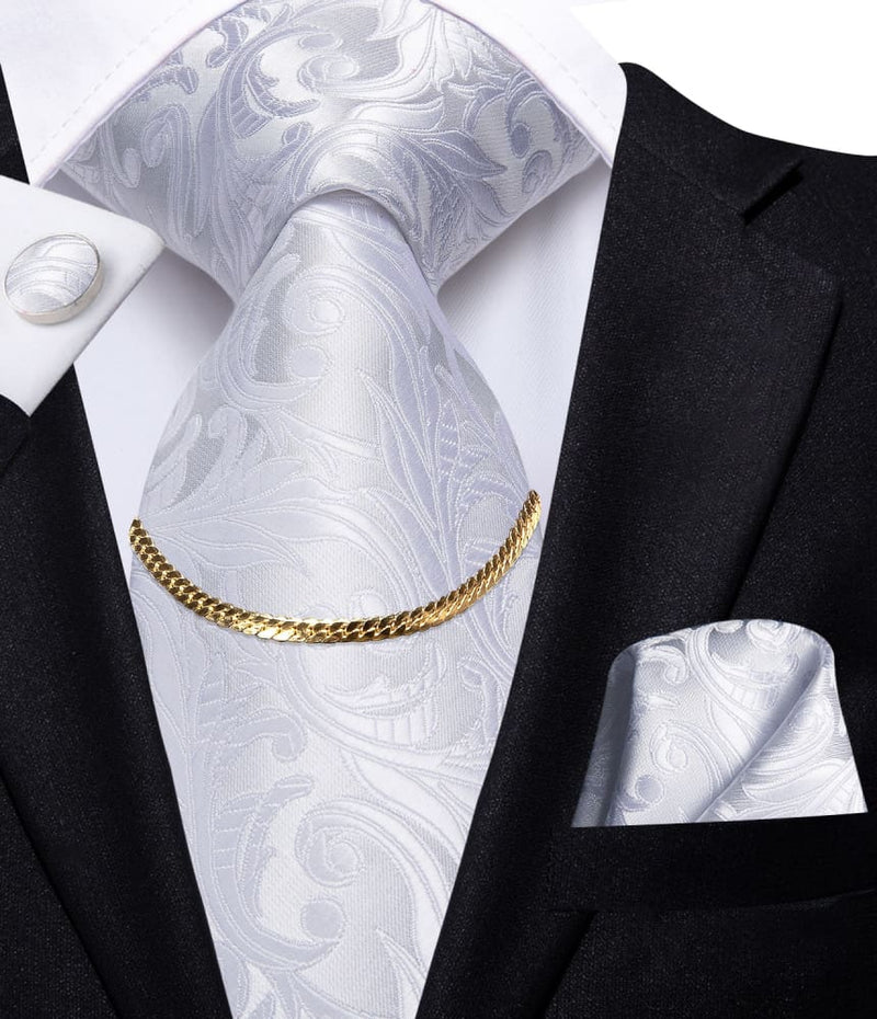 Luxury Plaid Silk Chain Hanky Cufflinks Men’s Tie N-1163 TIES & BOW