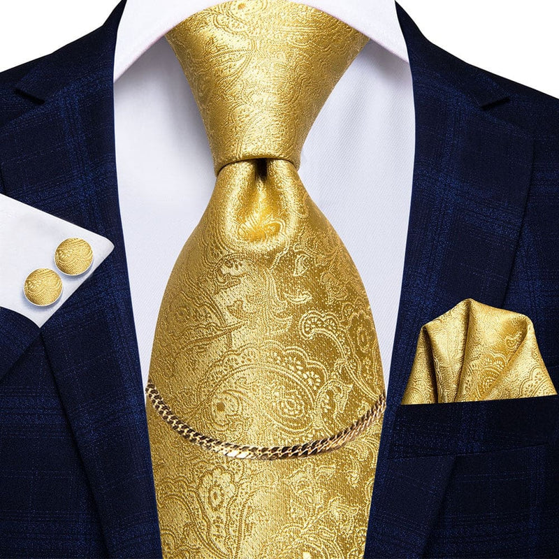 Luxury Plaid Silk Chain Hanky Cufflinks Men’s Tie N-3053 TIES & BOW