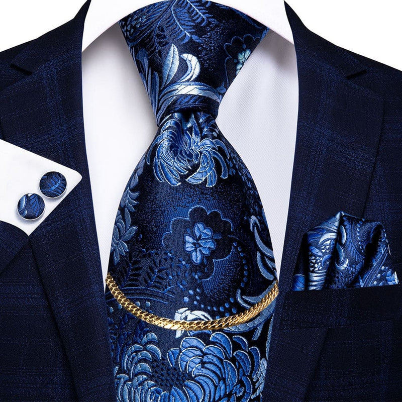 Luxury Plaid Silk Chain Hanky Cufflinks Men’s Tie N-3057 TIES & BOW