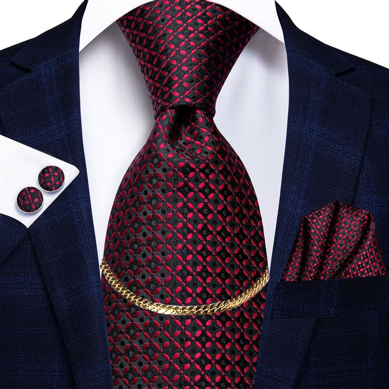 Luxury Plaid Silk Chain Hanky Cufflinks Men’s Tie N-3112 TIES & BOW