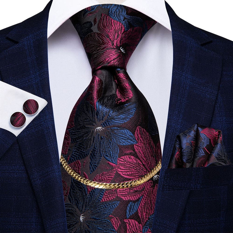 Luxury Plaid Silk Chain Hanky Cufflinks Men’s Tie N-3125 TIES & BOW
