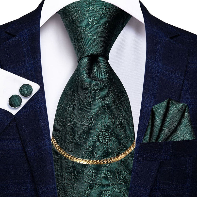 Luxury Plaid Silk Chain Hanky Cufflinks Men’s Tie N-3129 TIES & BOW