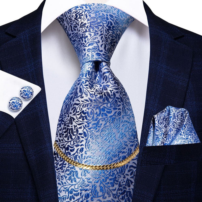 Luxury Plaid Silk Chain Hanky Cufflinks Men’s Tie N-3165 TIES & BOW
