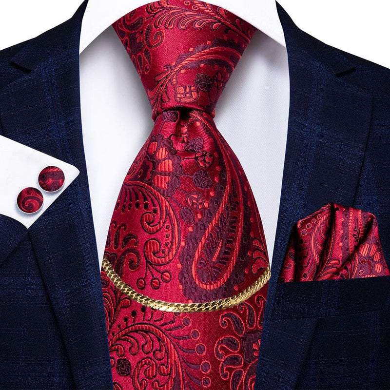 Luxury Plaid Silk Chain Hanky Cufflinks Men’s Tie N-3194 TIES & BOW