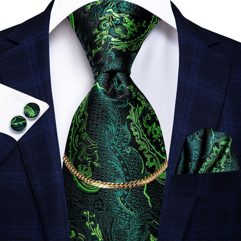 Luxury Plaid Silk Chain Hanky Cufflinks Men’s Tie N-3206 TIES & BOW