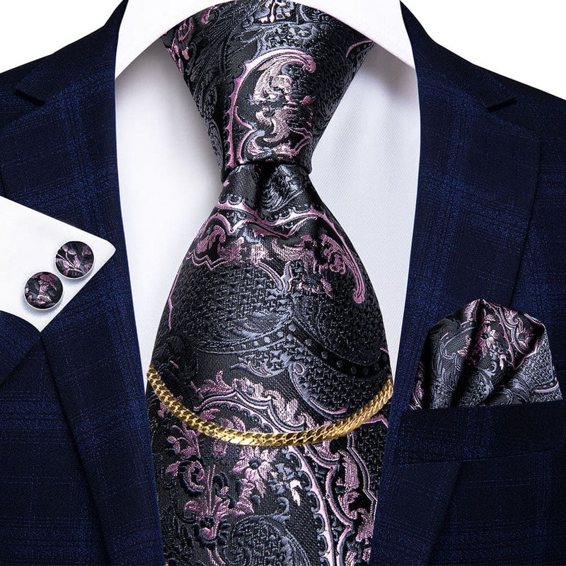 Luxury Plaid Silk Chain Hanky Cufflinks Men’s Tie N-3209 TIES & BOW