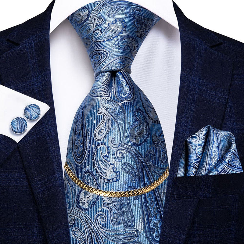 Luxury Plaid Silk Chain Hanky Cufflinks Men’s Tie N-3214 TIES & BOW