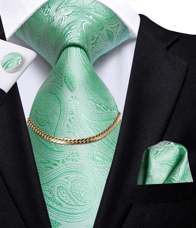 Luxury Plaid Silk Chain Hanky Cufflinks Men’s Tie N-3245 TIES & BOW