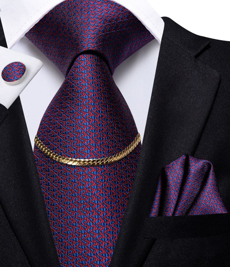 Luxury Plaid Silk Chain Hanky Cufflinks Men’s Tie N-3253 TIES & BOW