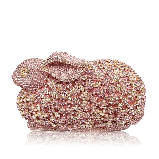 luxury rabbit bunny gold crystal minaudiere clutch evening bag for women 4 / 17cm x 10cm x 7cm