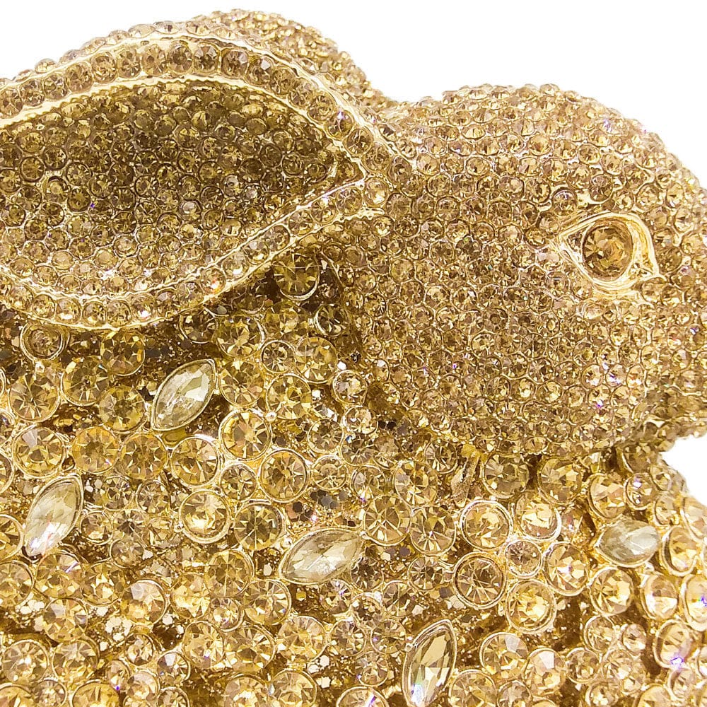 Crystal Rabbit Purse Luxury Rabbit Bunny Gold Crystal Minaudiere Clutch Evening Bag For Wom
