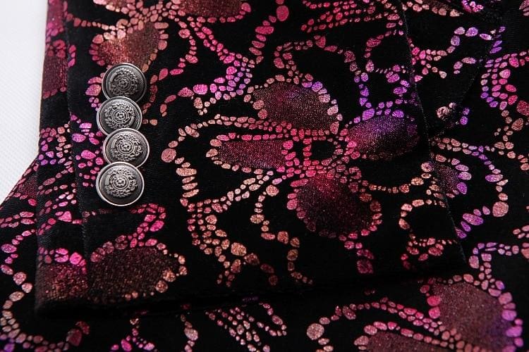 luxury retro single button floral velvet blazers
