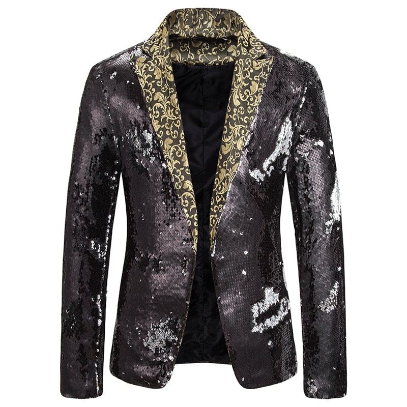 luxury royal blue sequin glitter blazer for men