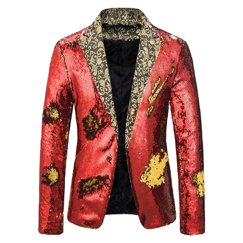 Luxury Royal Blue Sequin Glitter Blazer For Men