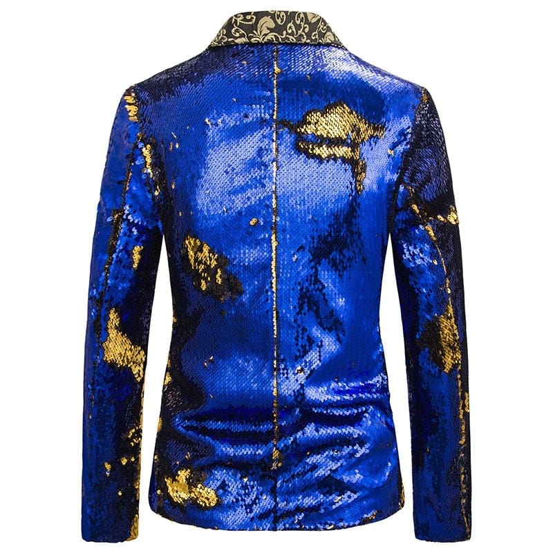 luxury royal blue sequin glitter blazer for men