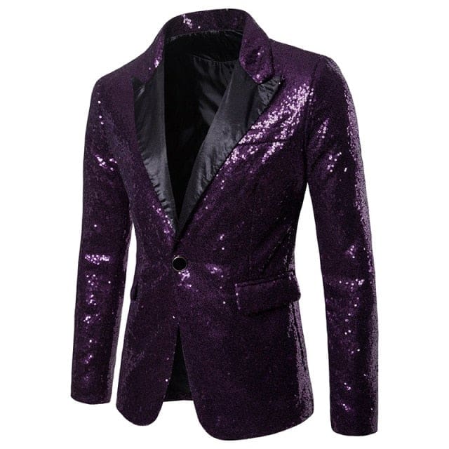 Luxury Royal Blue Sequin Glitter Blazer For Men