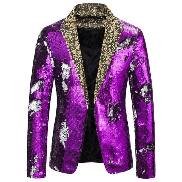 luxury royal blue sequin glitter blazer for men