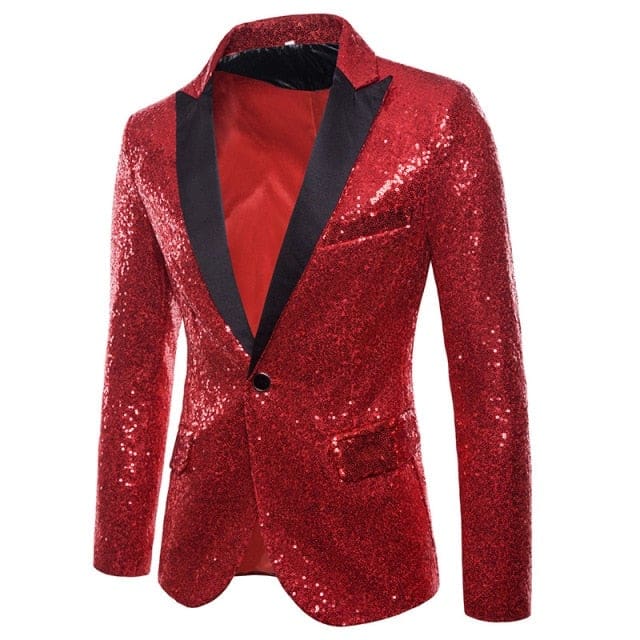 luxury royal blue sequin glitter blazer for men