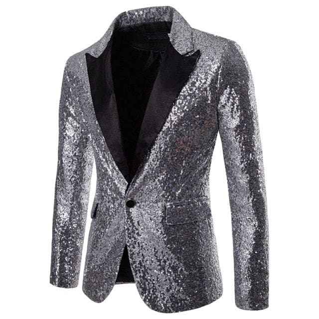 luxury royal blue sequin glitter blazer for men