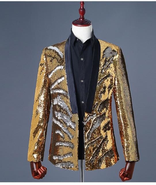 luxury sequin shawl collar masculino party blazer