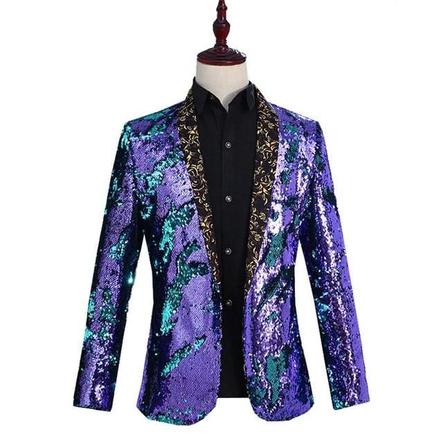 luxury sequin shawl collar masculino party blazer