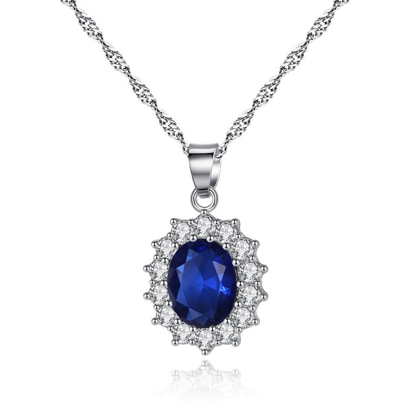 Luxury Silver Blue Sunflower Bridal Jewelry 3pcs Pack JEWELRY SETS