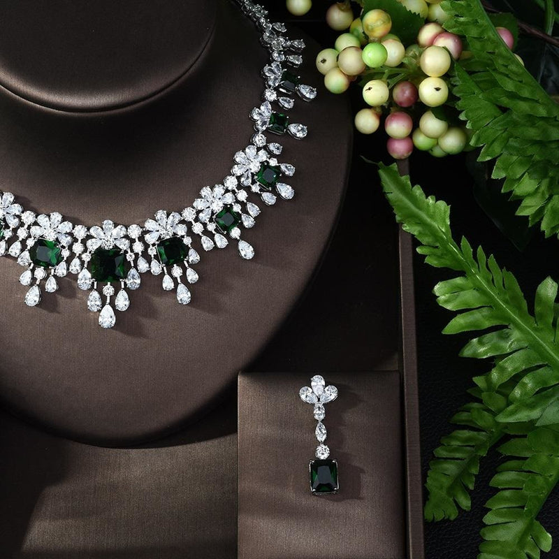 luxury sparking cubic zircon necklace earrings