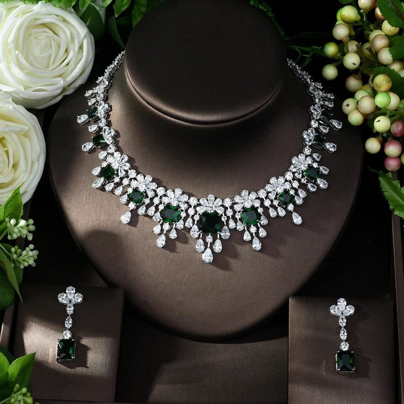 luxury sparking cubic zircon necklace earrings