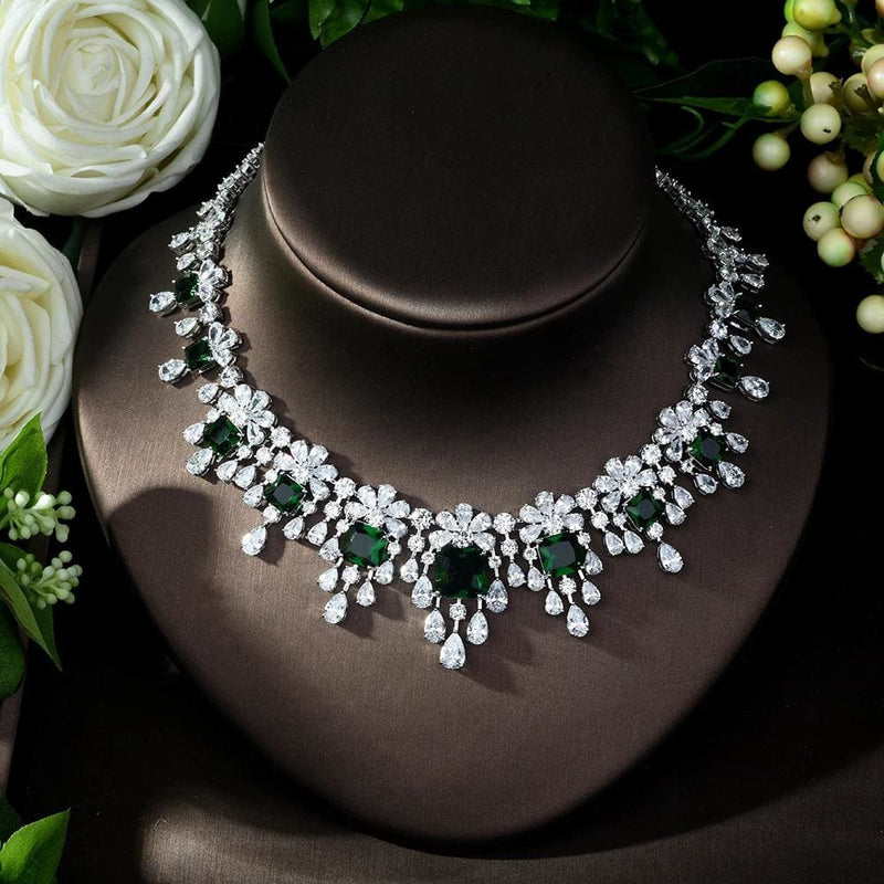 luxury sparking cubic zircon necklace earrings