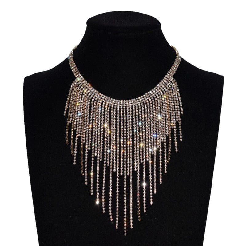 Luxury Sparkling Rhinestone Tassel Claw Chain Pendant Women Necklace JEWELRY SETS