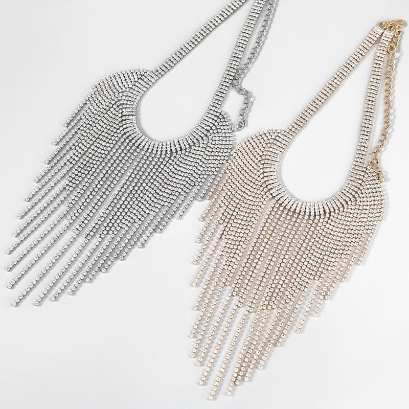 Luxury Sparkling Rhinestone Tassel Claw Chain Pendant Women Necklace JEWELRY SETS