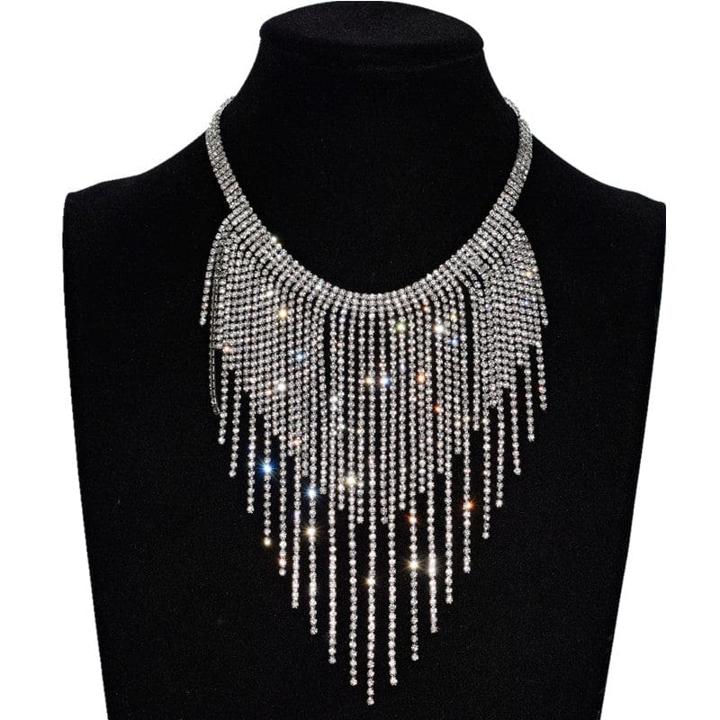 Luxury Sparkling Rhinestone Tassel Claw Chain Pendant Women Necklace JEWELRY SETS