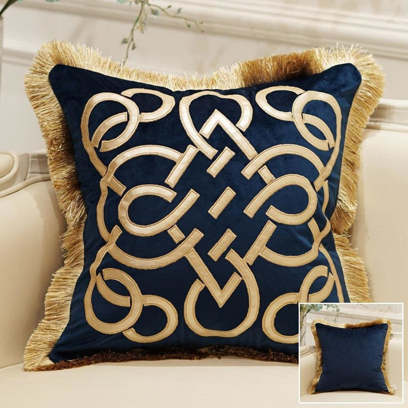 luxury velvet tassels embroidered cushion cover