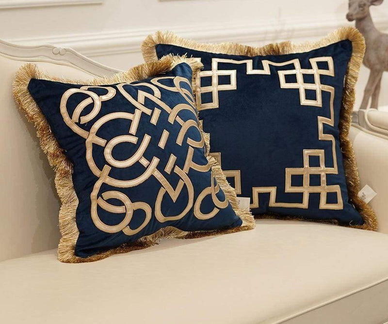 luxury velvet tassels embroidered cushion cover