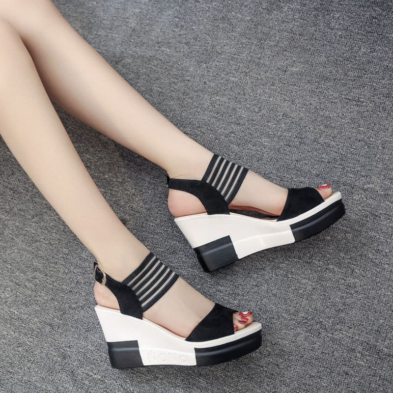 luxury wedge fish mouth women high heel shoes